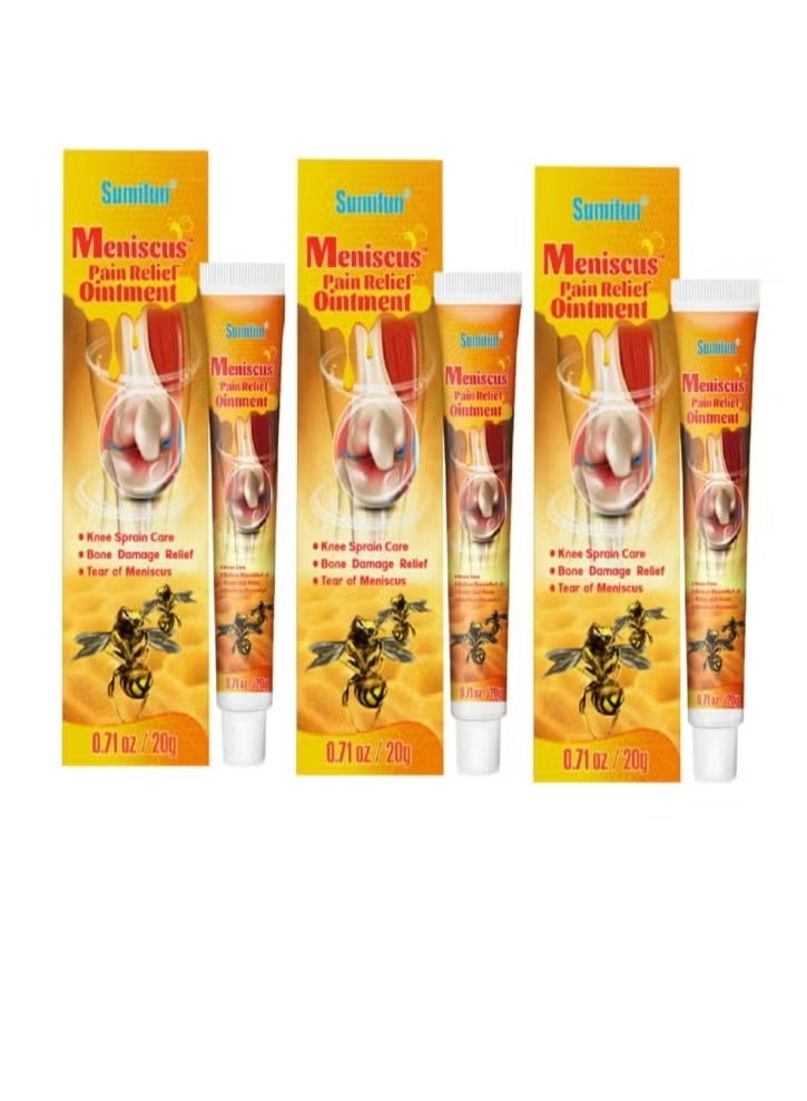 Meniscus Pain Relief Ointment, Bee Venom Cream for Joint Shoulders Neck Waist and Legs, Propolis Professional Gel, Relieve Discomfort of Bones and Joints 3X20g